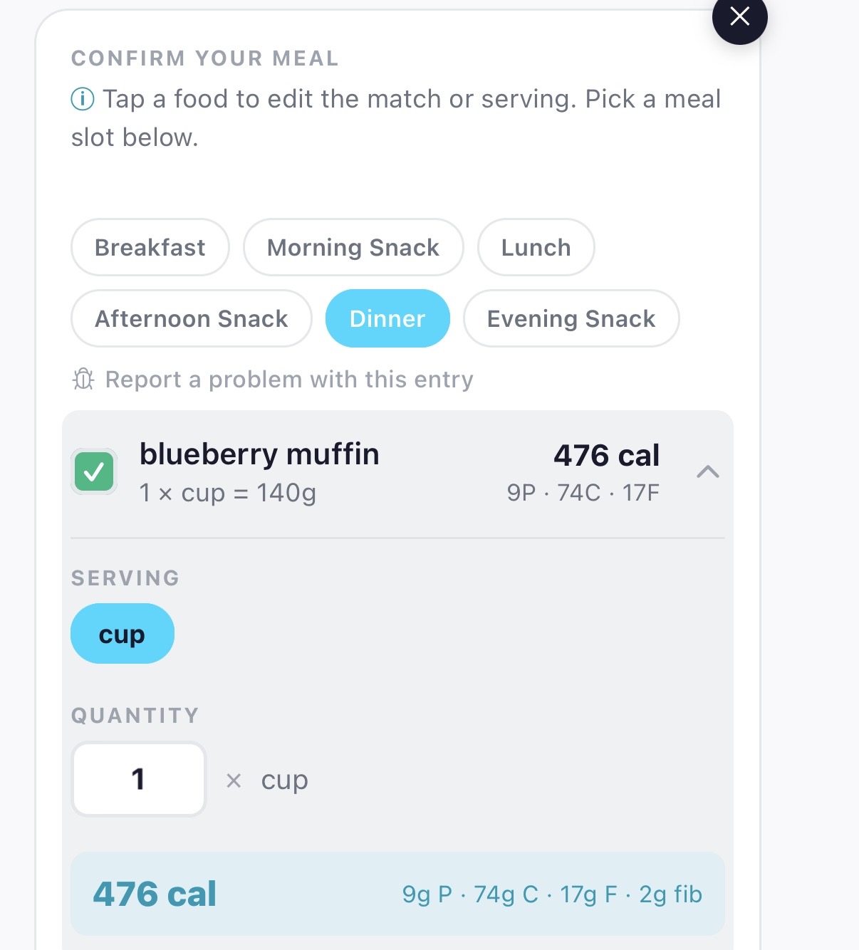 BiteBot Today tab with the bug-report icon visible in the upper right corner of the screen